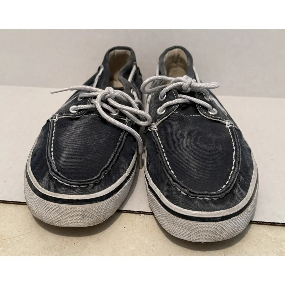 Thom McAn Shoe Men's Size 10‎ Medium Blue Canvas Burnham Boat Loafers 38051